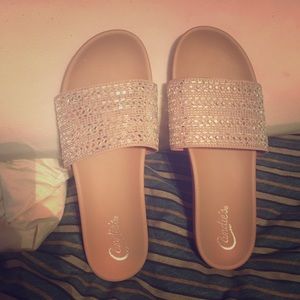 Gemstone slide sandals